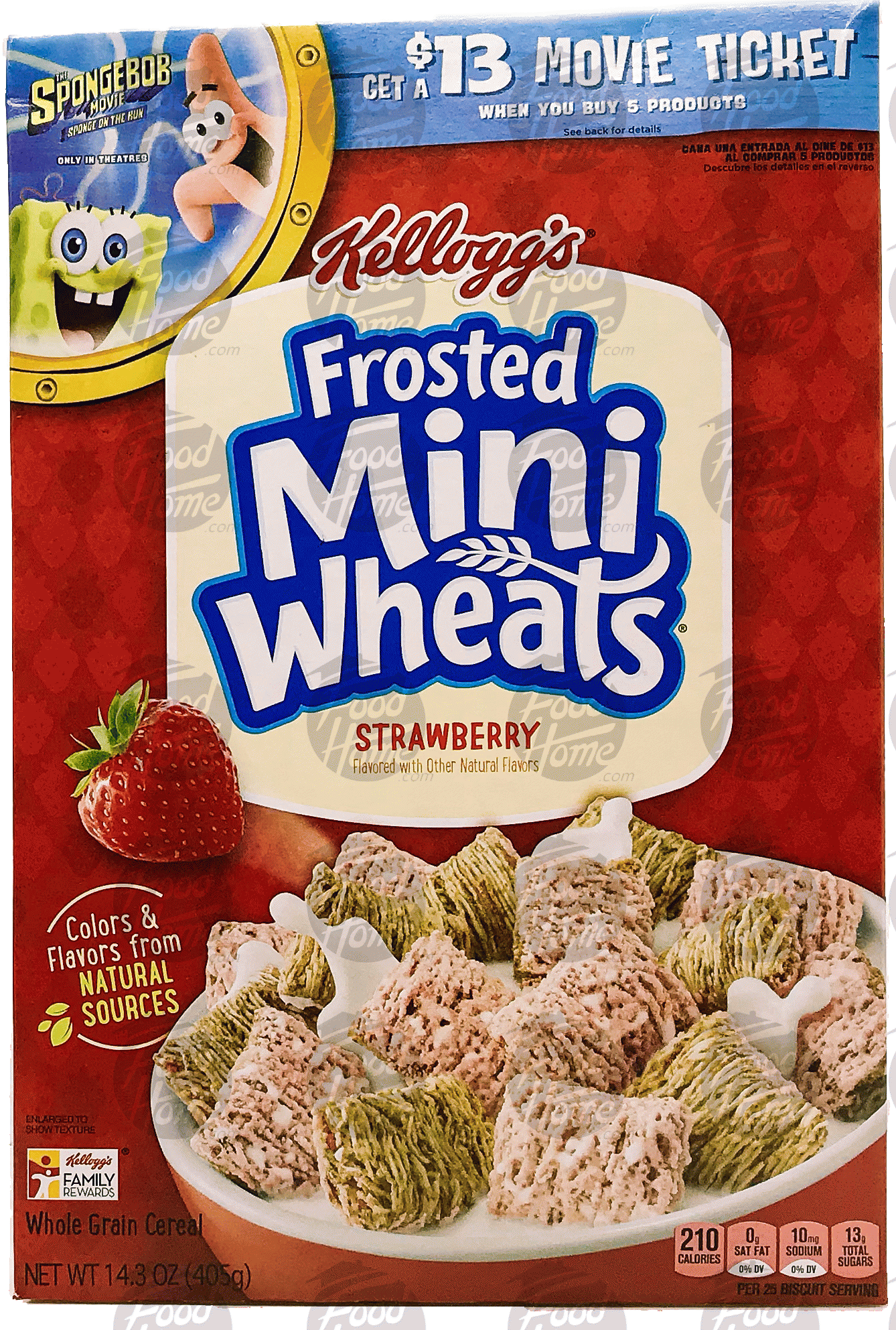 Kellogg Frosted Mini Wheats strawberry flavored whole grain cereal, box Full-Size Picture